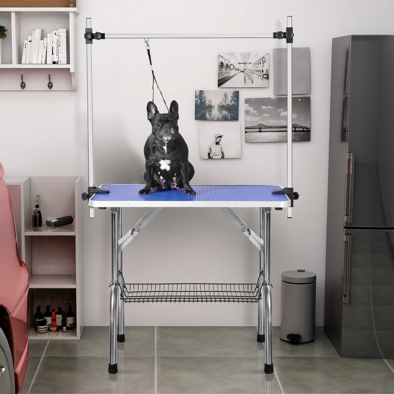 BUG HULL Blue 36" Folding Dog Pet Grooming Table Heavy Duty Stainless Steel pet dog Cat Grooming Table