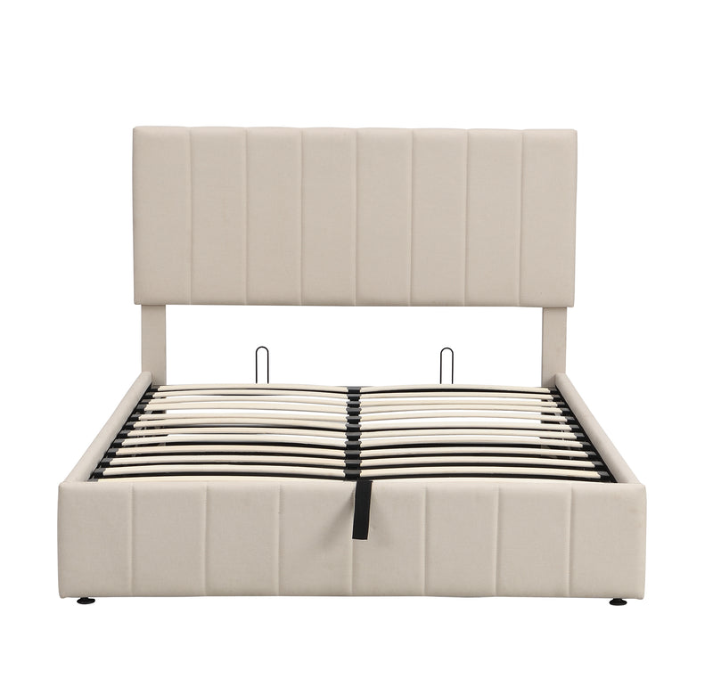 BUG HULL Lift Up Bed Frame Storage Bed Upholstered Platform Bed with Headboard and Storage Underneath
