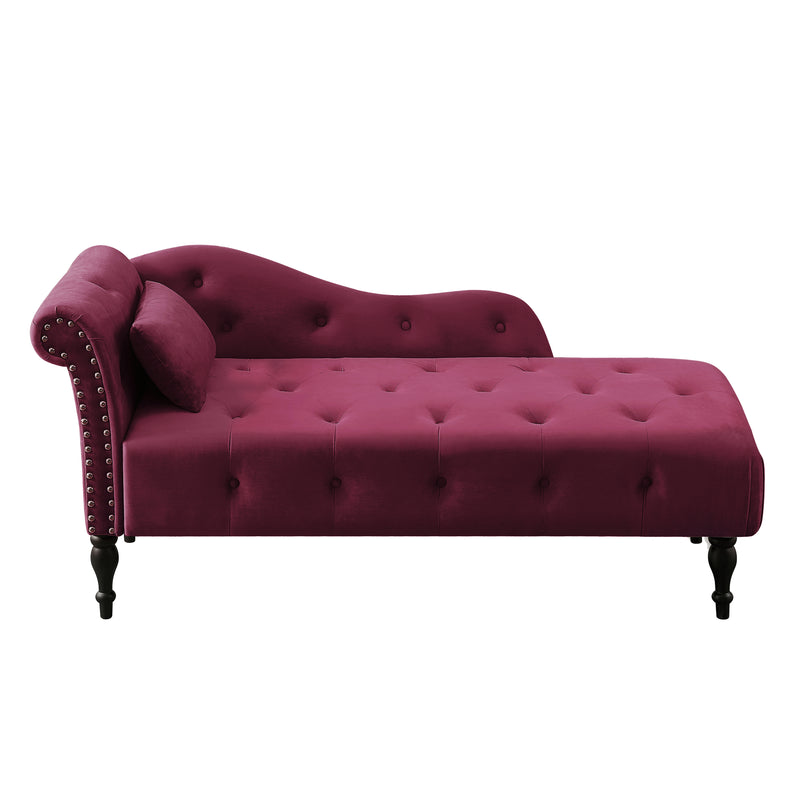 BUG HULL 60.6" Velvet Chaise Lounge Chair with 1 Pillow