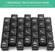 将图片加载到图库查看器，Extra Large 7 Day Pill Organizer 4 Times a Day for Vitamin/Fish Oil/Supplements