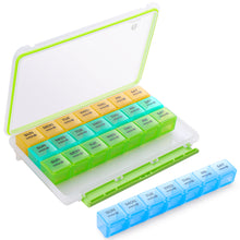 将图片加载到图库查看器，28 Day Pill Organizer, Monthly Pill Case for Vitamins, Supplements and Fish Oil