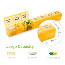 将图片加载到图库查看器，28 Day Pill Organizer, Monthly Pill Case for Vitamins, Supplements and Fish Oil