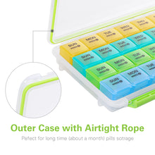 将图片加载到图库查看器，28 Day Pill Organizer, Monthly Pill Case for Vitamins, Supplements and Fish Oil